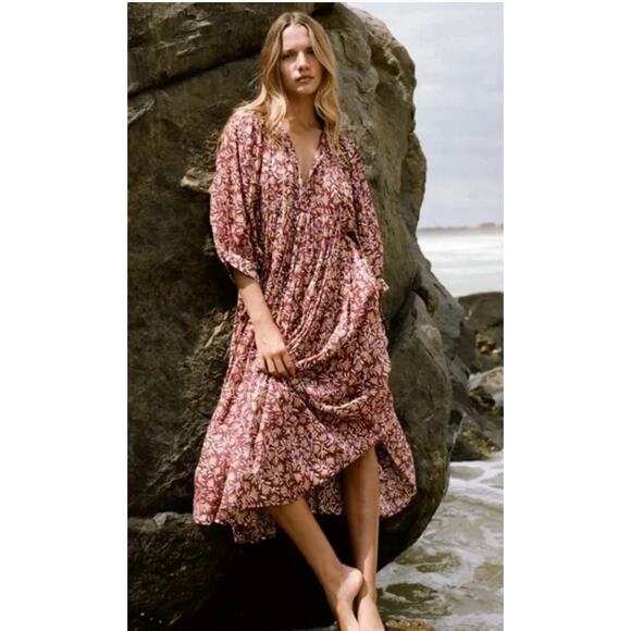 Daughters of India Dresses & Skirts - Daughters of India Kyra Cotton Midi Dress in Sumac Red & Gold Size Small